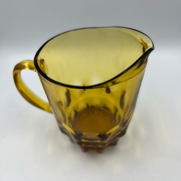HAZEL ATLAS Continental Can Co Glass PITCHER AMBER Thumbprint Bar Cart Artist - Picture 3 of 5